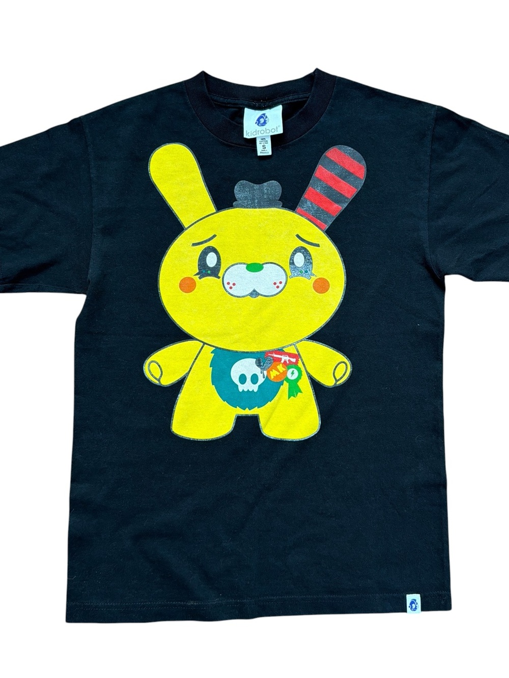 Kidrobot Black T-Shirt with Yellow Bunny Graphic Men’s S
